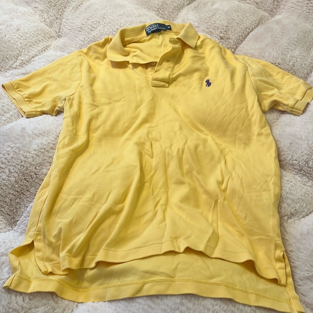 Men’s yellow Polo by Ralph Lauren with purple accent